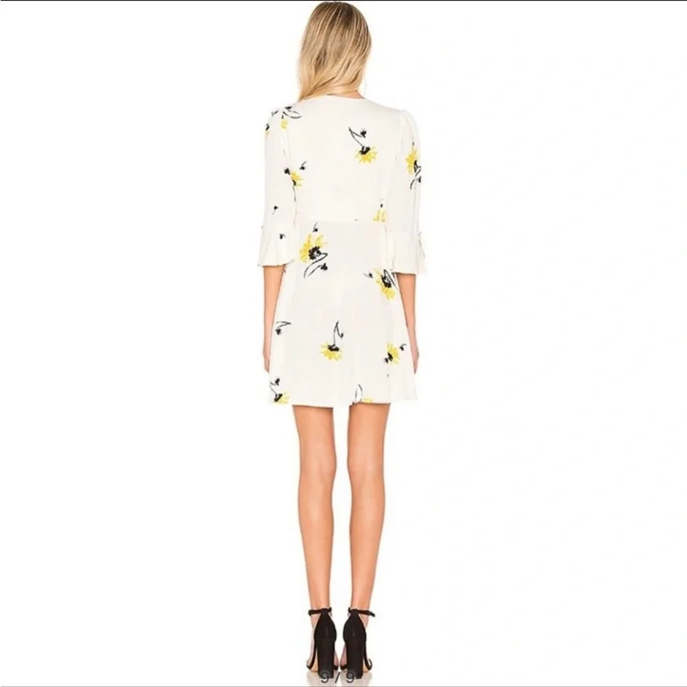 FREE PEOPLE Time On My Side Floral Wrap Mini Dress in White Size XS